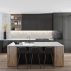 Modern Scandinavian black kitchen with big island table