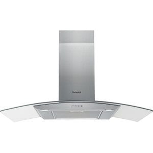 Hotpoint 90cm Wall Mounted Curved Glass Chimney Cooker Hood | PHGC9.4FLMX