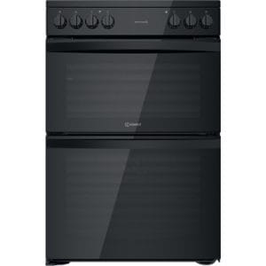 Indesit 60cm Electric Double Oven Cooker with Ceramic Hob | ID67V9KMB/UK