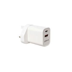 Groov-e Dual Port USB-C & USB-A Travel Wall Charger 20W | GV-MA113-WE