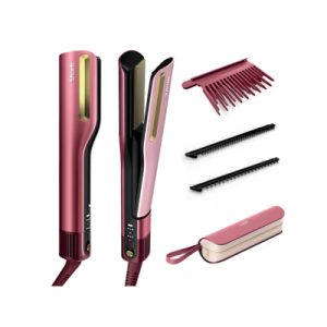 Shark SilkiPro Hair Straightener & Dryer with Storage Case | Rose Petal | HT401UKPK